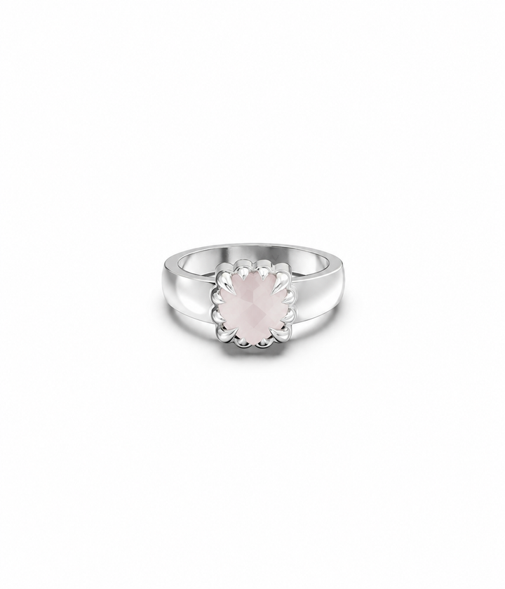 BABY CLAW RING ROSE QUARTZ