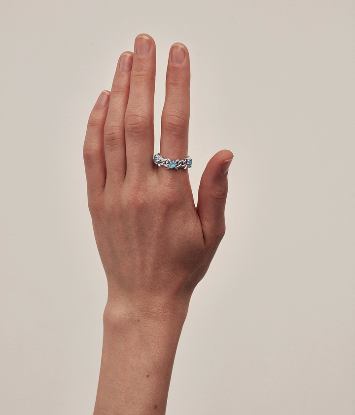 PRECIOUS PUNK ETERNITY CURB RING - SKY BLUE TOPAZ