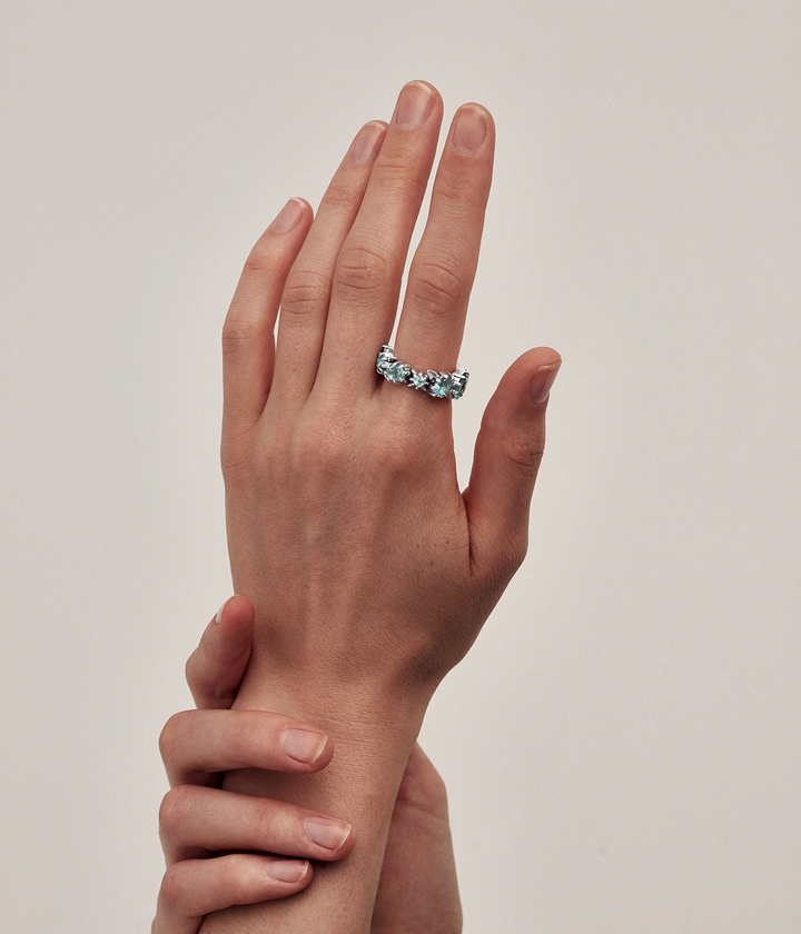 PRECIOUS PUNK CLUSTER RING - SKY BLUE TOPAZ