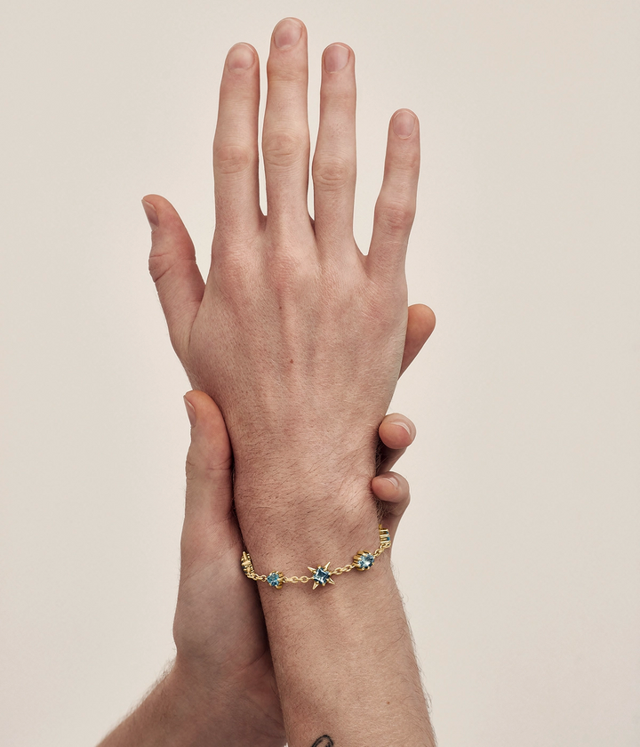 PRECIOUS PUNK INFINITY BRACELET - SKY BLUE TOPAZ - 18K GOLD PLATED