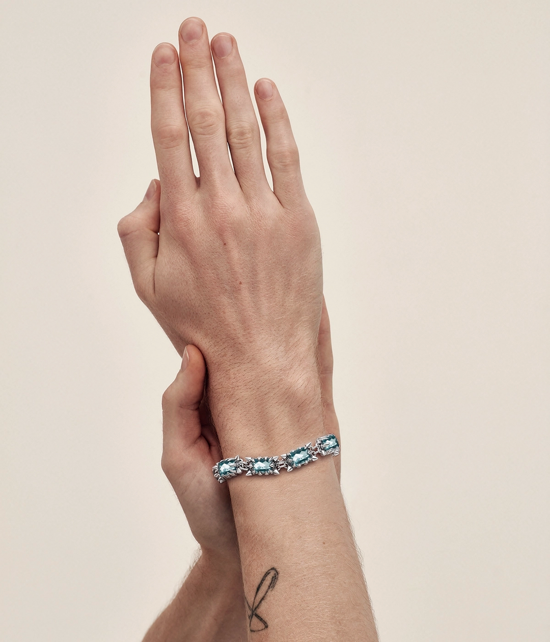 PRECIOUS PUNK TENNIS BRACELET - LAB-GROWN SKY BLUE TOPAZ