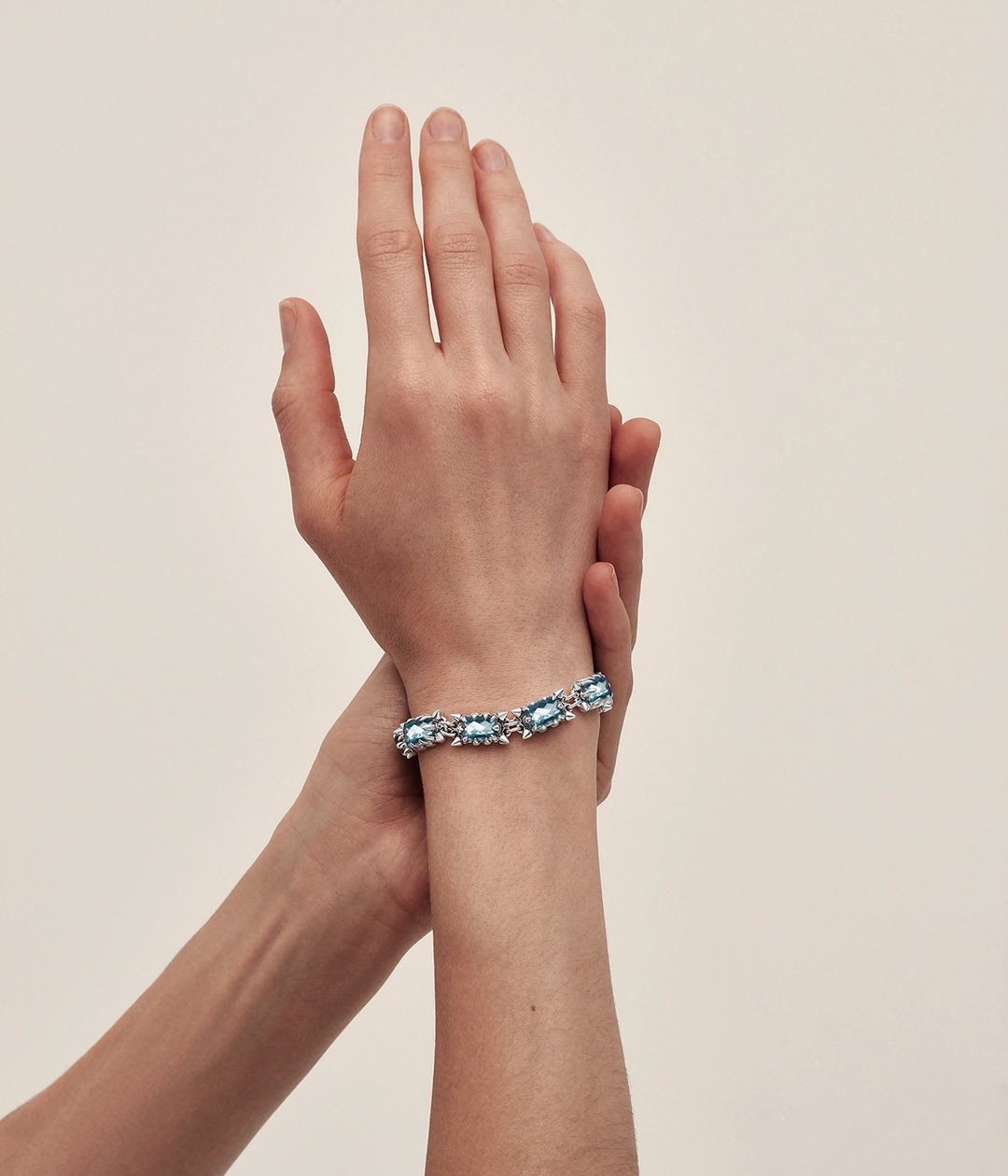 PRECIOUS PUNK TENNIS BRACELET - LAB-GROWN SKY BLUE TOPAZ
