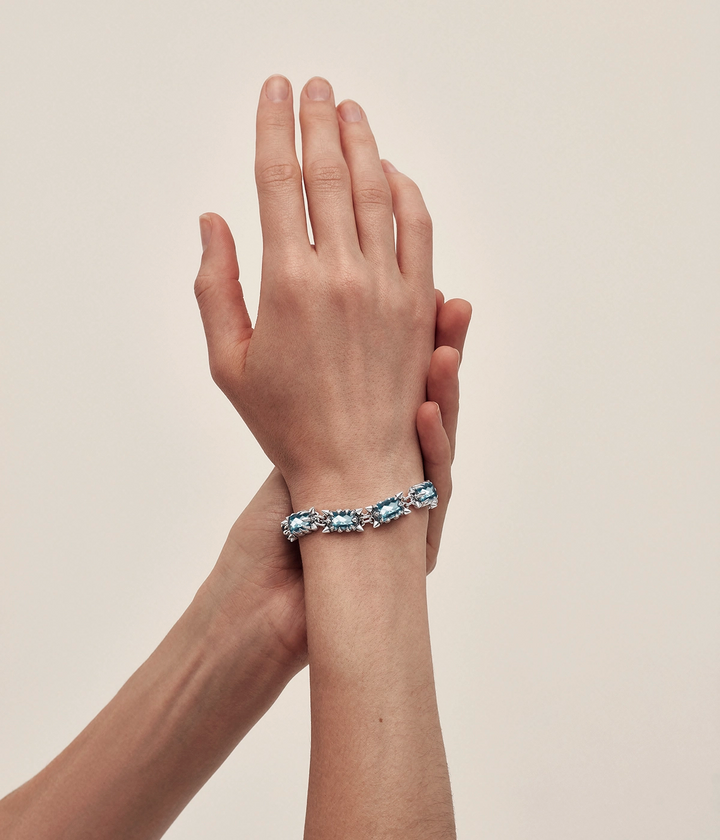 PRECIOUS PUNK TENNIS BRACELET - LAB-GROWN SKY BLUE TOPAZ