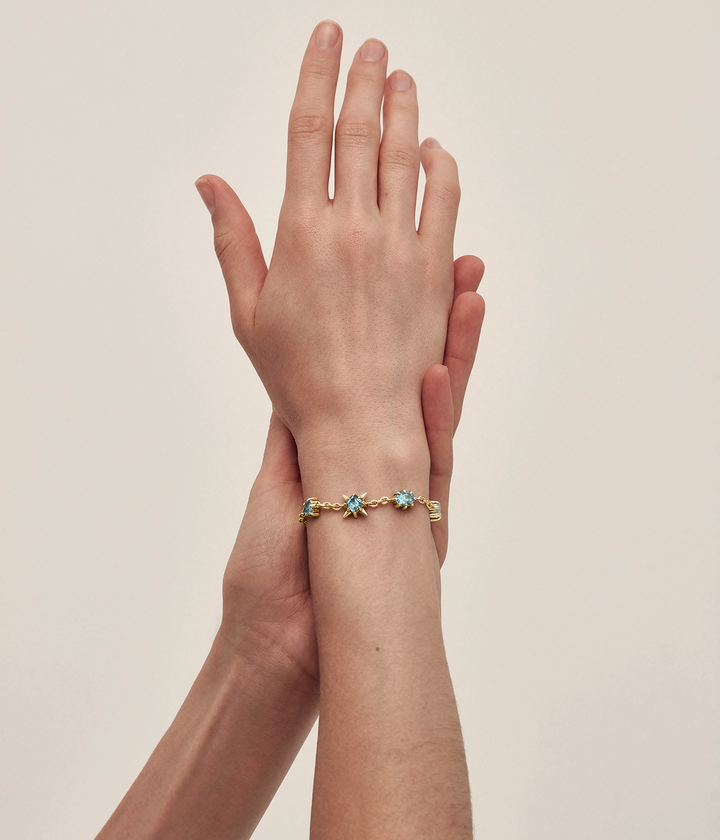 PRECIOUS PUNK INFINITY BRACELET - SKY BLUE TOPAZ - 18K GOLD PLATED