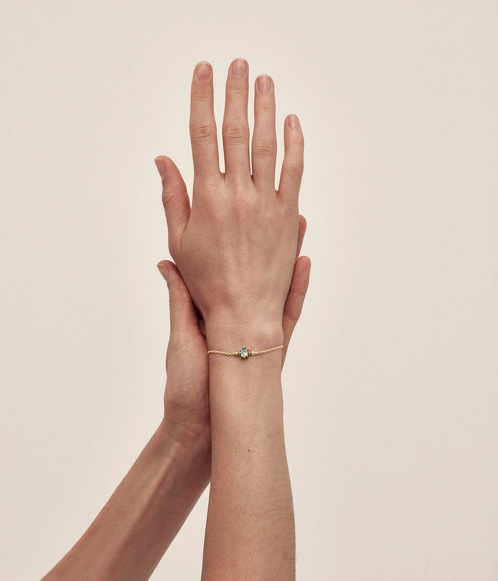 PRECIOUS PUNK DROPLET BRACELET - SKY  BLUE TOPAZ - 18K GOLD PLATED