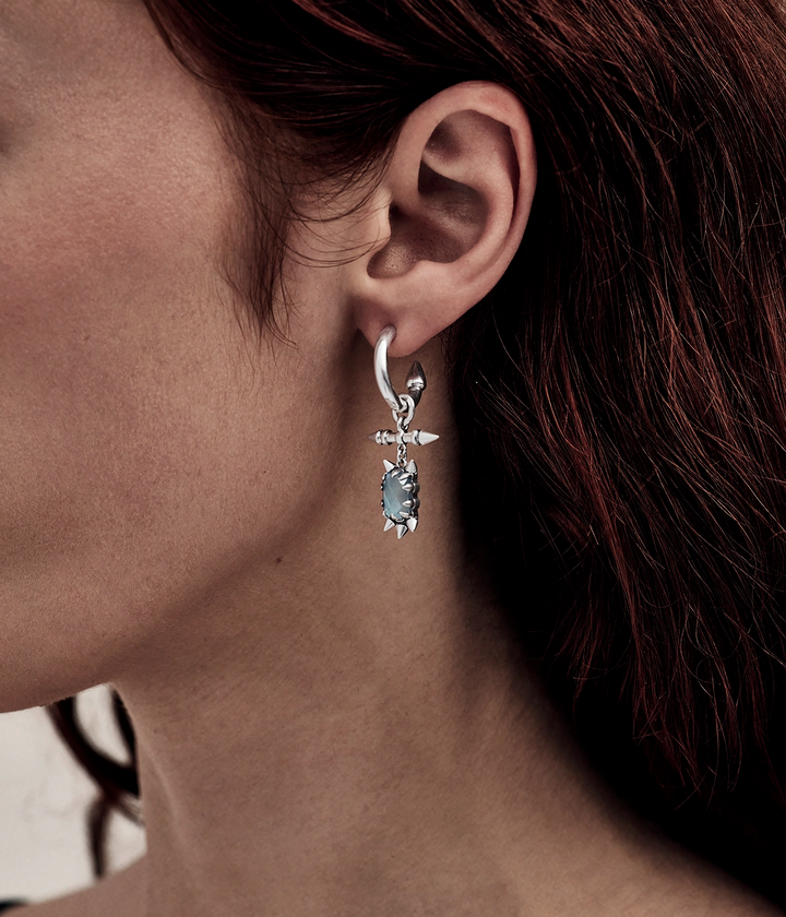 PRECIOUS PUNK FOB EARRINGS - SKY  BLUE TOPAZ