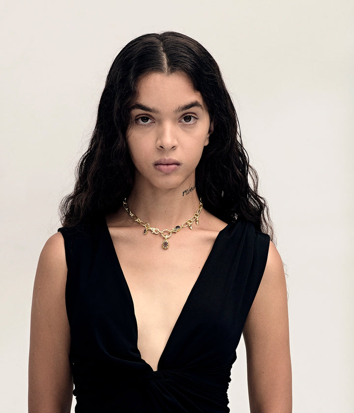 DAHLIA'S EMBRACE COCKTAIL CHOKER - 18K GOLD PLATED