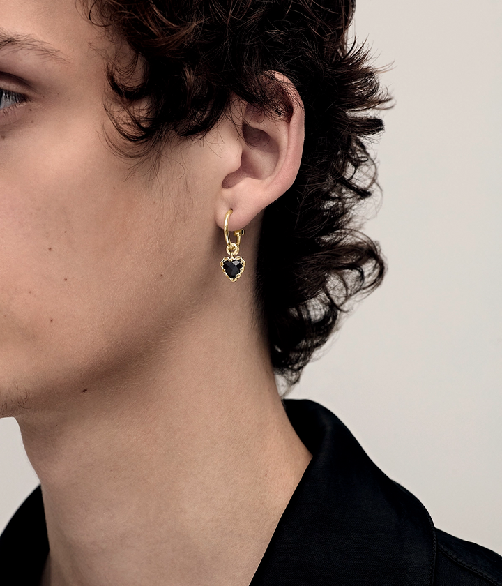 LOVE CLAW ANCHOR EARRINGS ONYX - GOLD PLATED