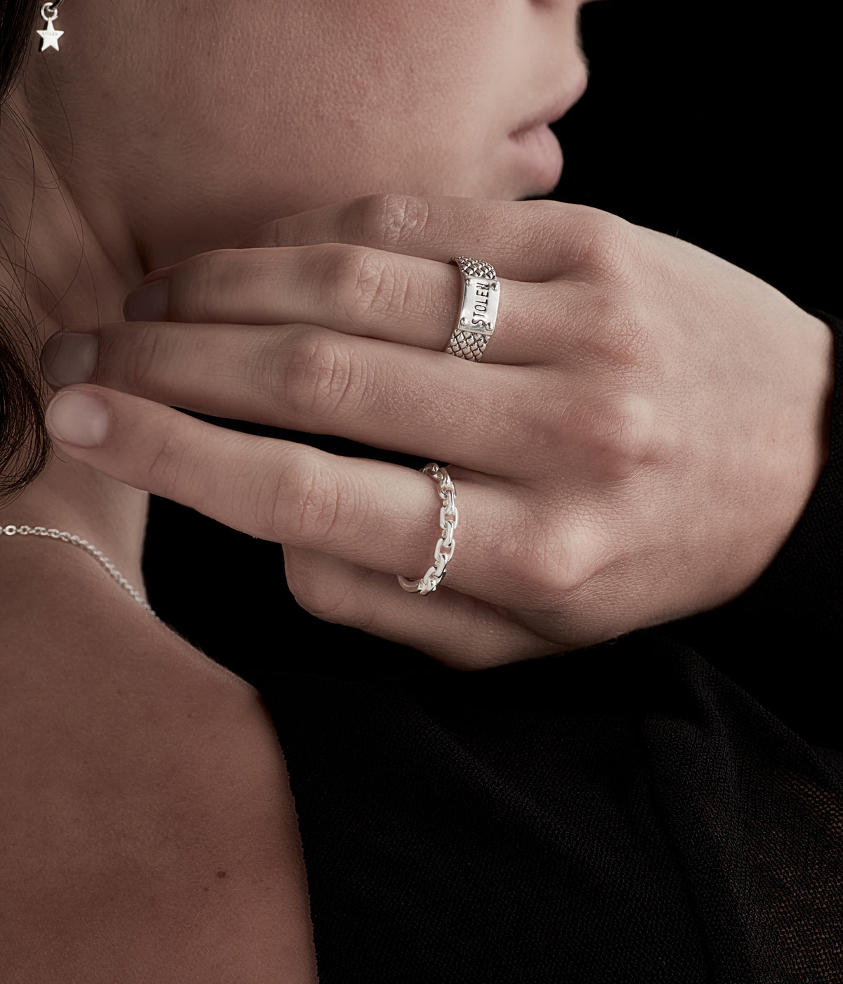 Stolen Girlfriends Club Chain Ring – Sterling Silver Stacker Ring