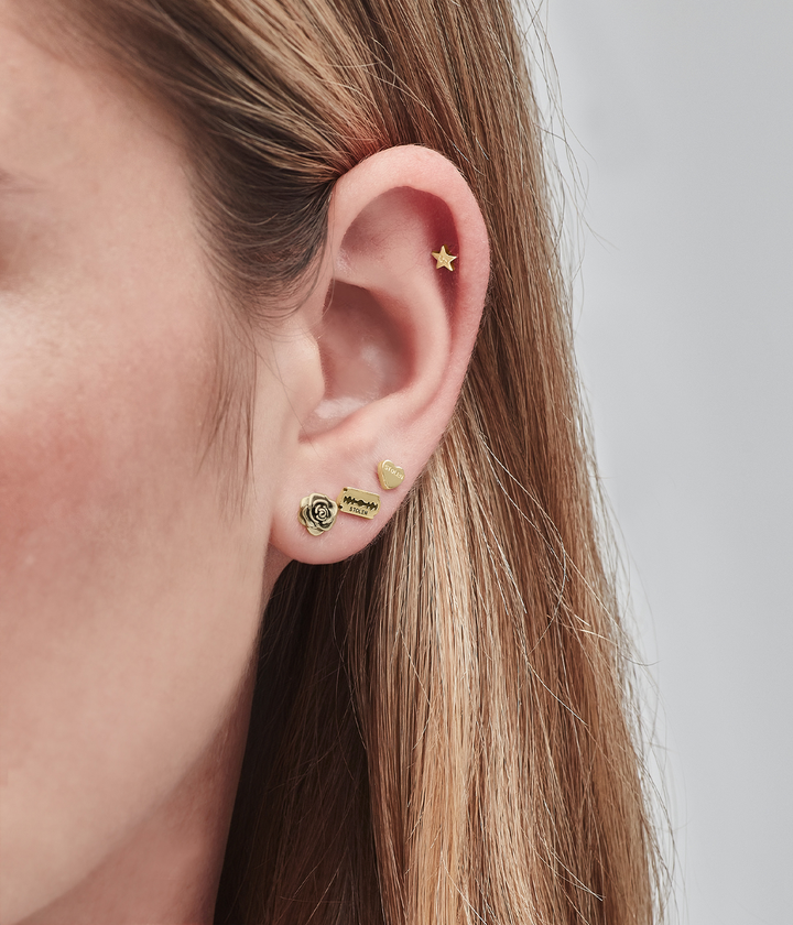 STOLEN STAR FLAT BACK EARRING - SINGLE - 9K YELLOW GOLD