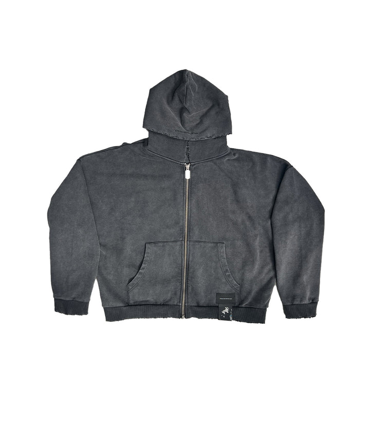 DISTRESSED ZIP HOOD