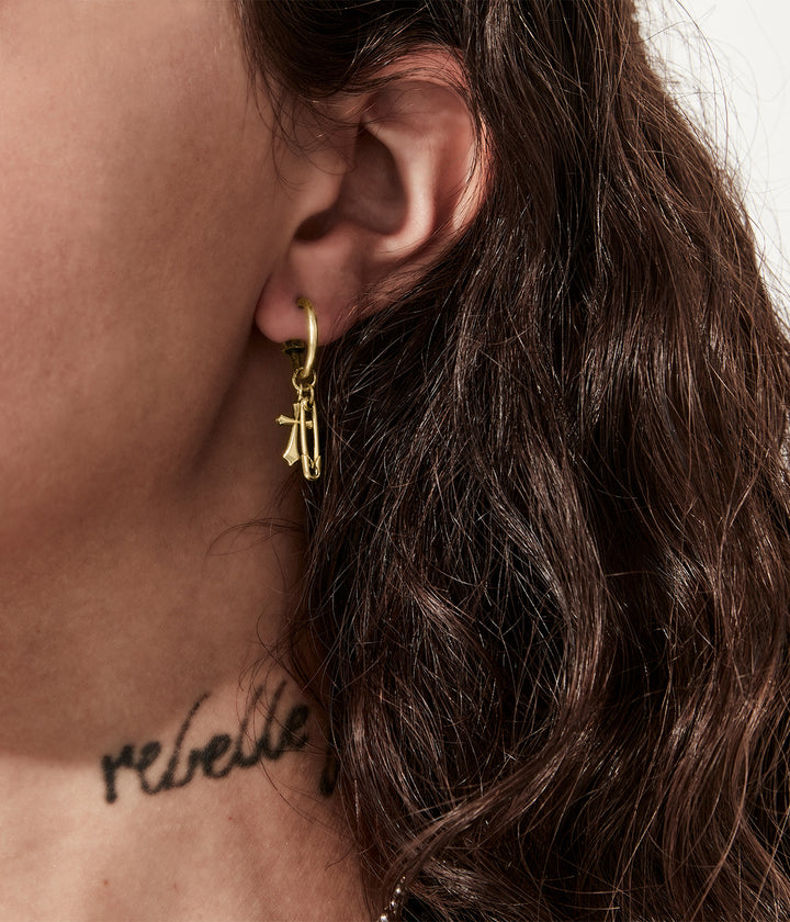GOTHIC PIN EARRINGS - GOLD PLATED