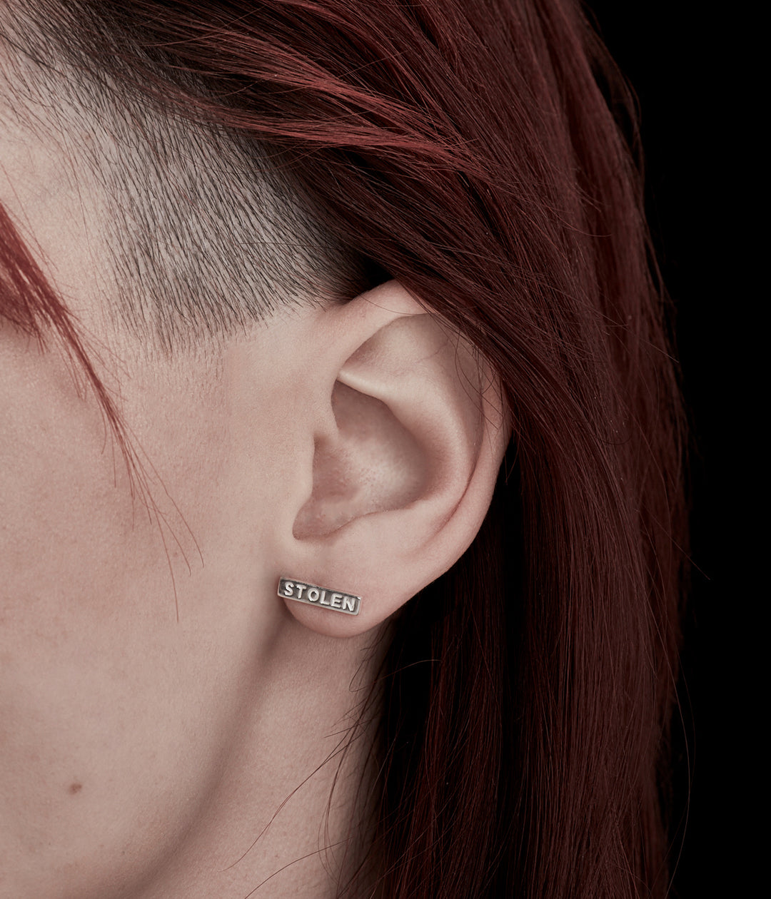 TINY STOLEN BAR EARRINGS