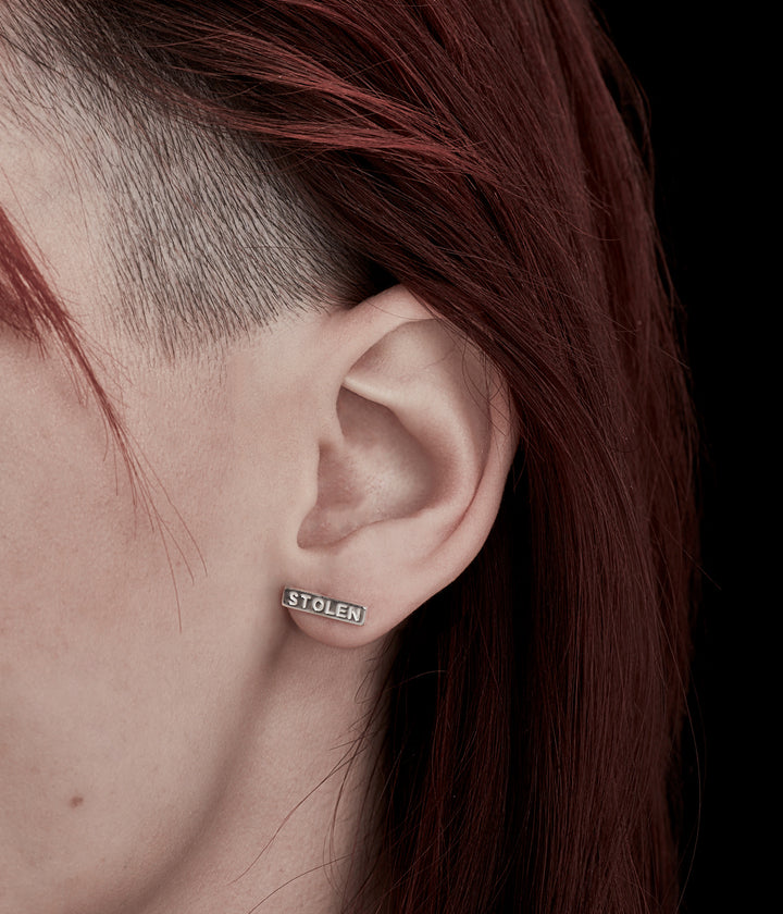 TINY STOLEN BAR EARRINGS