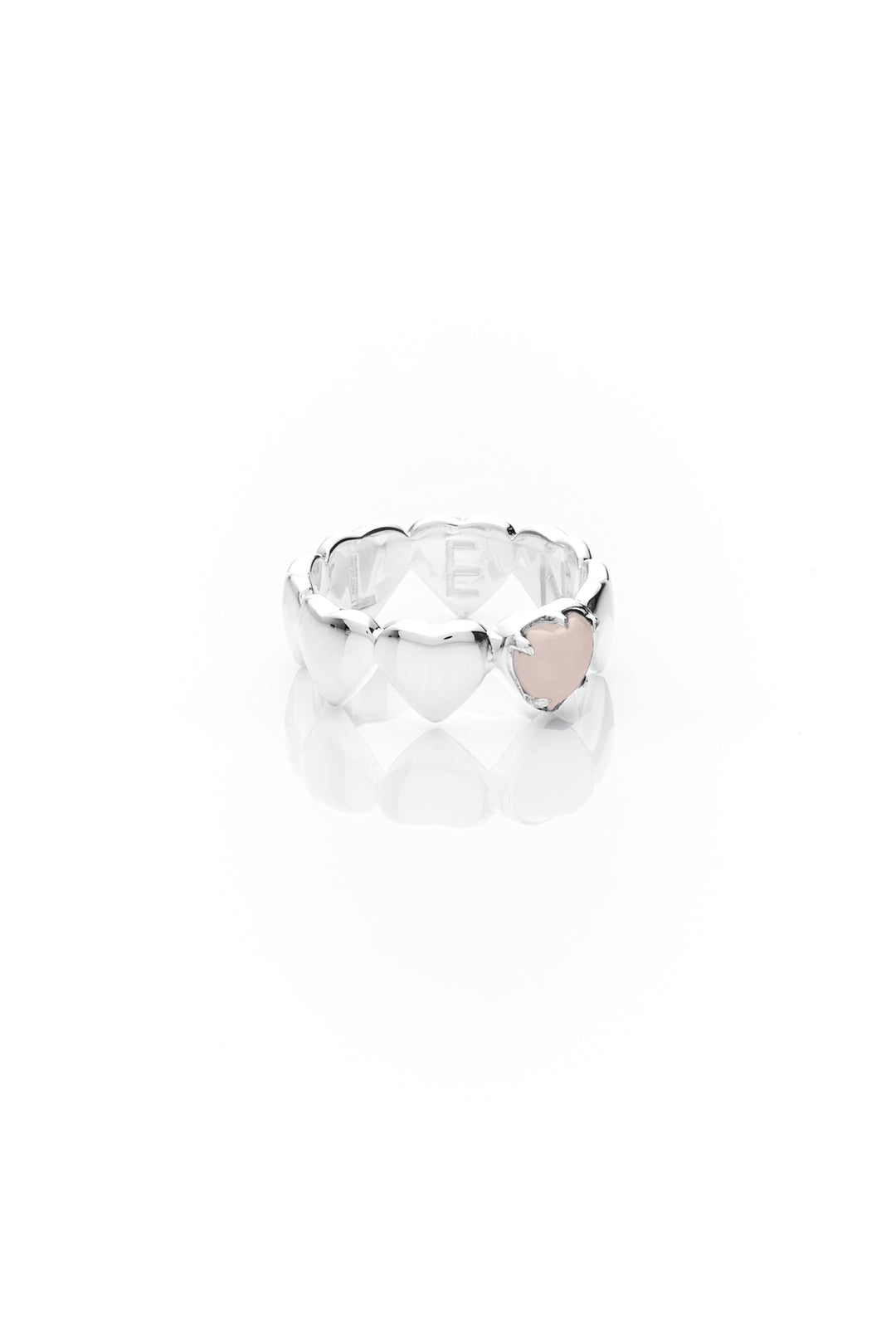 BAND OF HEARTS RING ROSE QUARTZ