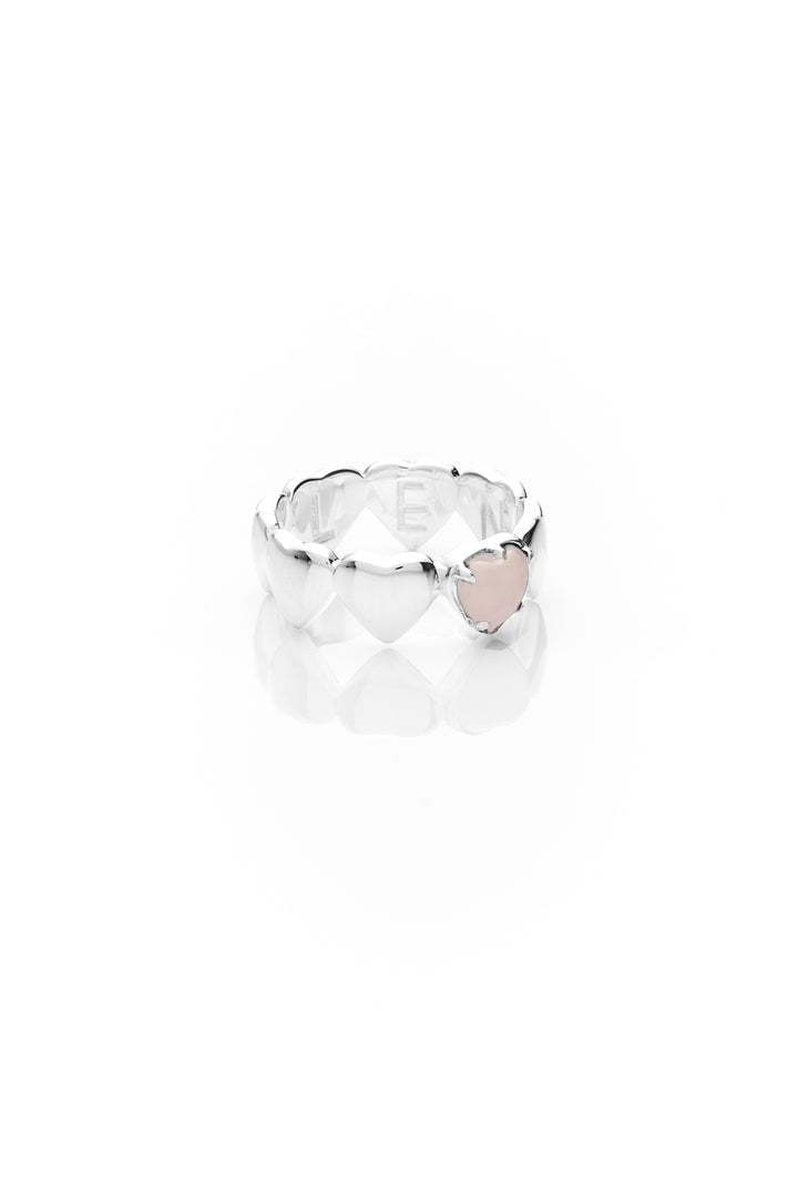 BAND OF HEARTS RING ROSE QUARTZ