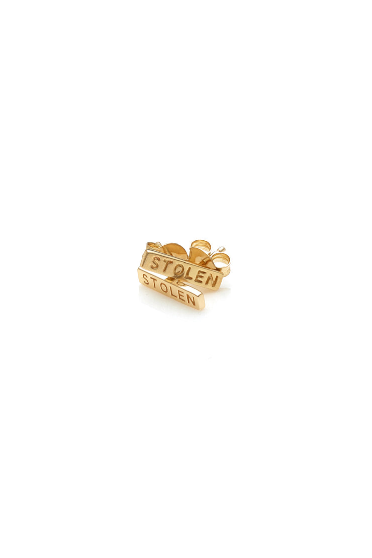 TINY STOLEN BAR EARRINGS - GOLD PLATED