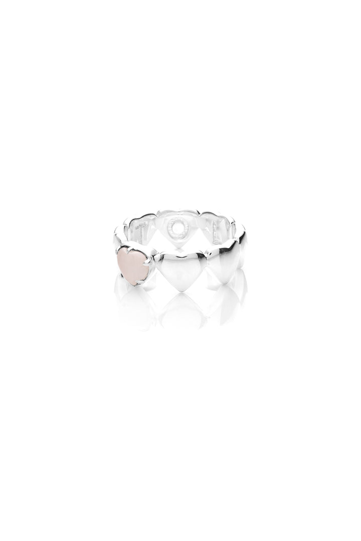 BAND OF HEARTS RING ROSE QUARTZ