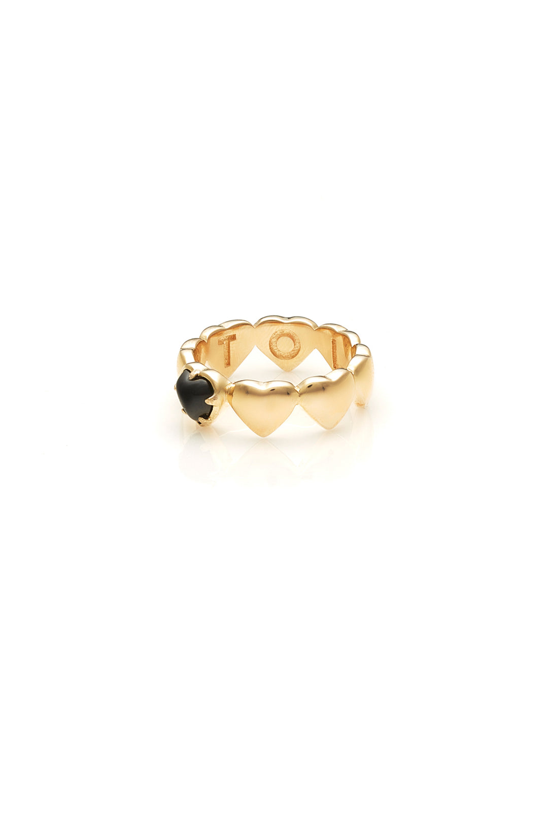 BAND OF HEARTS RING ONYX - 9K GOLD