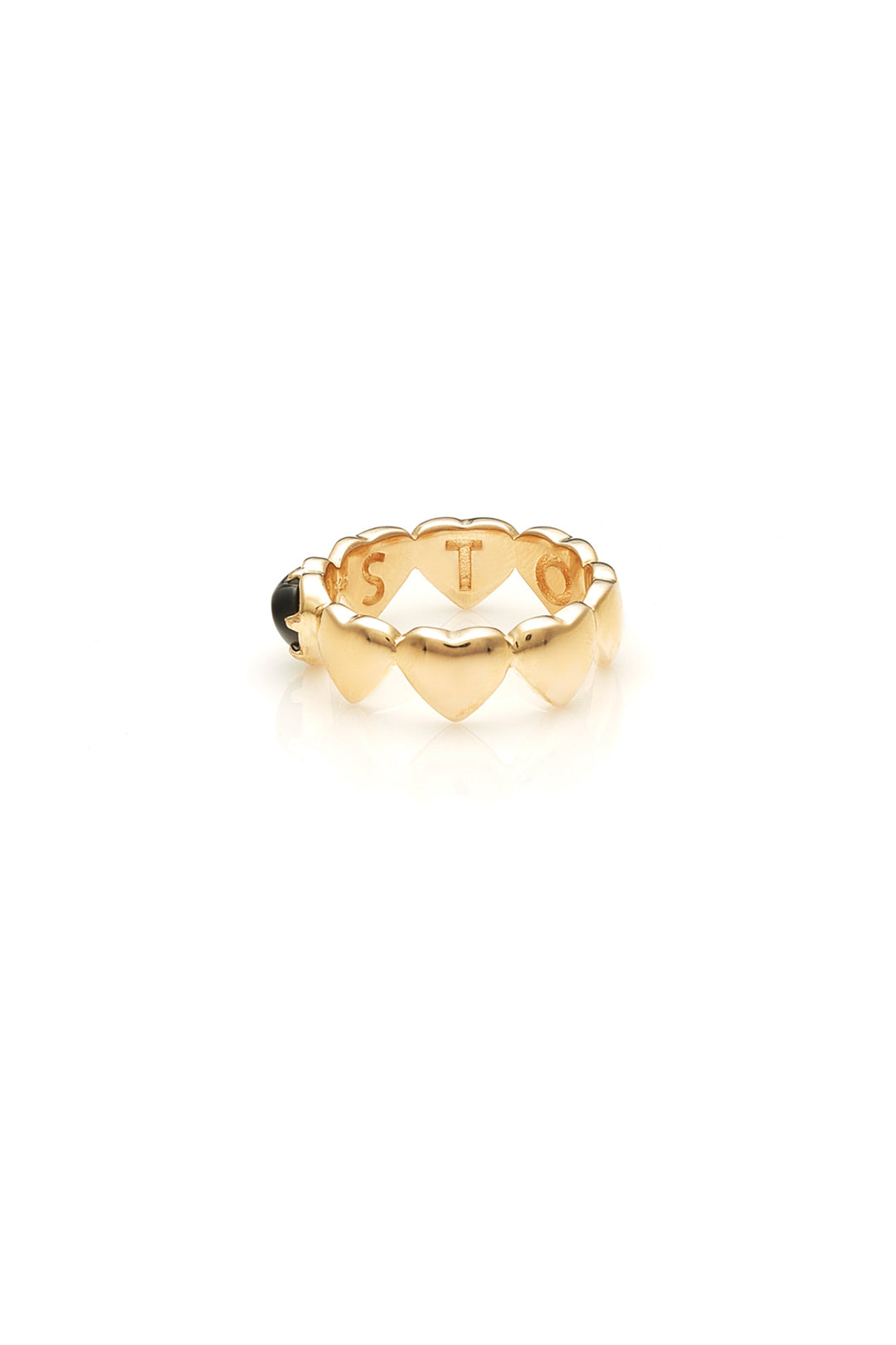 BAND OF HEARTS RING ONYX - 9K GOLD