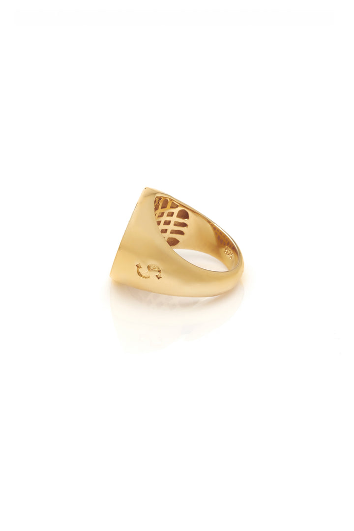 TEXT LOGO SOVEREIGN RING - 9K GOLD