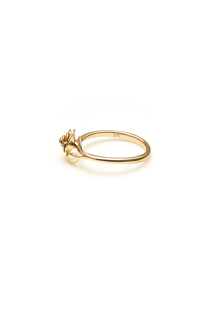 STEM ROSE RING - 9K GOLD