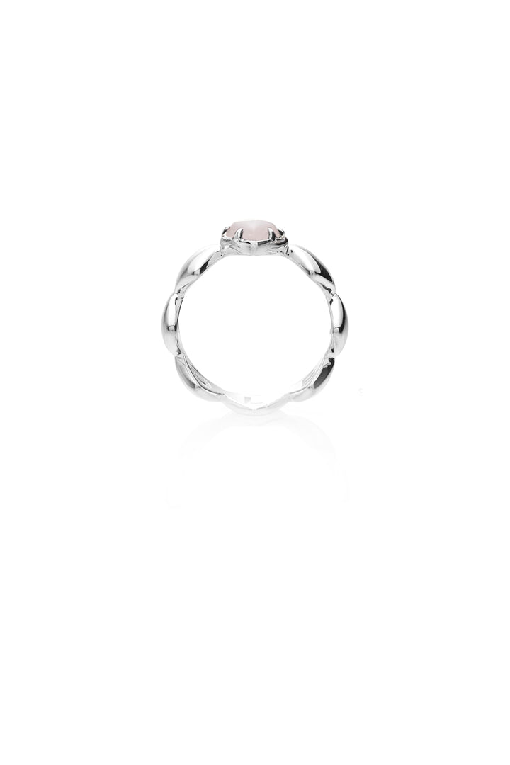 BAND OF HEARTS RING ROSE QUARTZ